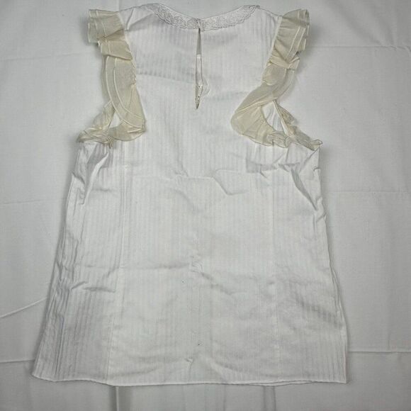 NWT Coach Sleeveless Cotton‎ Silk Ruffle Top Size 4 Lace Eyelet Studded Feminine - Picture 12 of 15